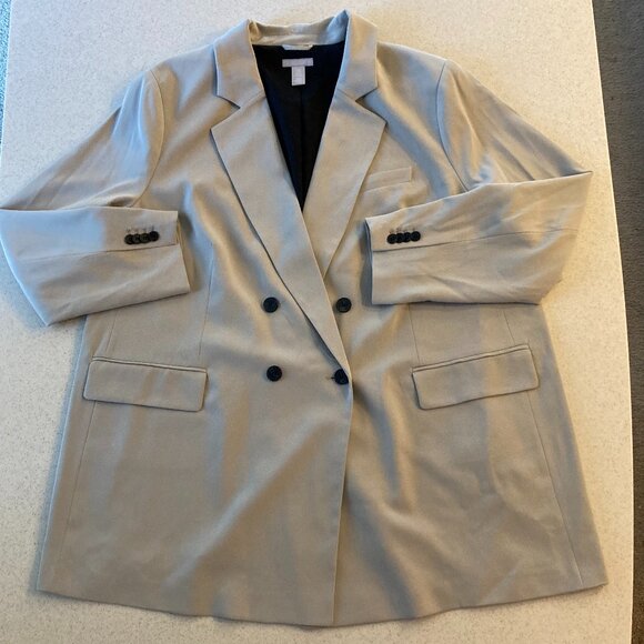 H & M Double-Breasted Blazer Jacket Women Size XXL - Picture 4 of 16